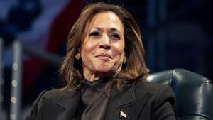 epa11829331 US Vice President Kamala Harris looks on during a Department of Defense Commander in Chief Farewell Ceremony at Joint Base Myers-Henderson Hall in Arlington, Virginia, USA on 16 January 2025.  EPA/BONNIE CASH / POOL