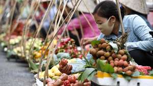 epa08476495 Street vendors sell fruits on a street corner in Hanoi, Vietnam, 10 June 2020. Vietnam's National Assembly has ratified the European Union Vietnam Free Trade Agreement (EVFTA) and the EU-Vietnam Investment Protection Agreement (EVIPA), which are expected to boost the country's manufacturing and export industries.  EPA/LUONG THAI LINH