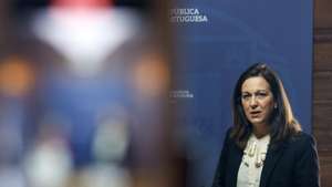 A ministra da Justiça, Rita Alarcão Júdice, intervém durante a assinatura do Memorando de Entendimento no âmbito dos Fundos Europeus, entre os dois Ministérios, em Lisboa, 24 de abril de 2025. ANTÓNIO PEDRO SANTOS/LUSA