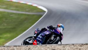 epa12247080 Portuguese MotoGP rider Miguel Oliveira of Prima Pramac Yamaha Team in action during the Qualifying Nr.2 session for the Motorcycling Grand Prix of the Czech Republic at Masaryk circuit in Brno, Czech Republic, 19 July 2025.  EPA/FILIP SINGER