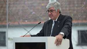 O reitor da Universidade do Porto, António Sousa Pereira, discursa na sessão de inauguração da sede do BIOPOLIS, formado pelo CIBIO - Centro de Investigação em Biodiversidade e Recursos Genéticos da Universidade do Porto, pela Universidade de Montpellier (França), e pela Porto Business School, em Vila do Conde, 24 de março de 2025. O BIOPOLIS dedicar-se-á à investigação da diversidade biológica, dos ecossistemas e do meio ambiente. FERNANDO VELUDO/LUSA