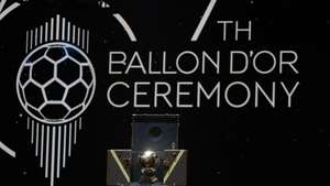 epa12398720 The Ballon d'Or 2025 trophies are presented during the Ballon d'Or 2025 ceremony at the Theatre du Chatelet in Paris, France, 22 September 2025.  EPA/Mohammed Badra
