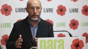 Portuguese party Livre co-spokesperson, Rui Tavares, speaks to his supporters on election night for the local elections, in Lisbon, Portugal, 12 October 2025. More than 9.3 million electors can vote in the local elections in Portugal on 12 October 2025. ANDRÉ KOSTERS/LUSA