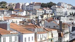 Visão geral de prédios da baixa pombalina, em Lisboa, 16 de fevereiro de 2025. Habitação. Arquitetura. Construção Civil.  ANTÓNIO PEDRO SANTOS/LUSA