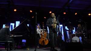 epa10730964 US saxophonist Immanuel Wilkins performs on stage during the Vitoria Jazz Festival, in Vitoria, Basque Country, Spain, 06 July 2023.  EPA/David Aguilar