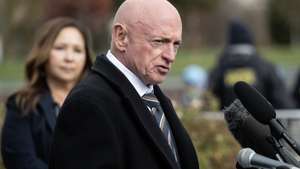 epa12533930 Democratic Sen. Mark Kelly, (Ariz.) speaks to members of the media outside of the US Capitol in Washington, DC, USA, 18 November 2025. US Rep. Adelita Grijalva, (D-Ariz.) holds a press conference on the Epstein files after being officially sworn in last week. The House is set to vote on the bill, with President Trump's recent endorsement, would require the Department of Justice to release all files related to the Jeffrey Epstein case.  EPA/LUKE JOHNSON