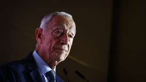 O Presidente da República, Marcelo Rebelo de Sousa, discursa na sessão de encerramento do 12.º Encontro Anual do Conselho da Diáspora Portuguesa, em Cascais, 18 de dezembro de 2025. RODRIGO ANTUNES/LUSA