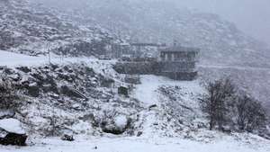 Aldeias cobertas de neve na Serra da Gralheira, devido à passagem da depressão Ingrid, Cinfães, 23 de janeiro de 2026. PAULO NOVAIS/LUSA