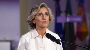 A presidente da Câmara Municipal de Coimbra, Ana Abrunhosa, durante a cerimónia de posse dos orgãos autárquicos de Coimbra onde foi empossada como presidente da autarquia, no Convento São Francisco, Coimbra, 4 de novembro de 2025. PAULO NOVAIS/LUSA
