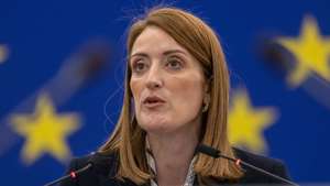 epa12720980 European Parliament President Roberta Metsola speaks during the opening of the plenary session in Strasbourg, France, 09 February 2026. The current plenary session runs from 09 to 12 February 2026.  EPA/CHRISTOPHE PETIT TESSON