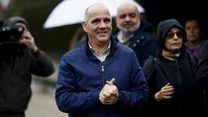 Leader of the Portuguese Communist Party Paulo Raimundo (L) participating in a demonstration: “Peace, Sovereignty, and Solidarity! Stop U.S. Threats and Aggression!”, in Lisbon, Portugal, 14 March 2026. Organized by the Portuguese Council for Peace and Cooperation and 13 other organizations. FILIPE AMORIM/LUSA