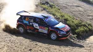 epa12104987 Armindo Araujo of Portugal drives his Skoda Fabia RS during the SS2–Mortagua of the Rally Portugal 2025 of the Rally Portugal 2025 as part of the World Rally Championship (WRC) in Mortagua, Portugal, 16 May 2025.  EPA/PAULO NOVAIS