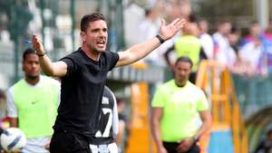 Tiago Margarido, treinador do Nacional durante o encontro frente ao Alverca, jogo da Primeira Liga de Futebol realizado no Estádio da Madeira, no Funchal, 18 de abril de 2026, HOMEM DE GOUVEIA/LUSA