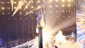epa12963507 Delta Goodrem of Australia performs the song 'Eclipse' during the last dress rehearsals for the grand final of the 70th Eurovision Song Contest (ESC) in Vienna, Austria, 16 May 2026.  EPA/HANNIBAL HANSCHKE