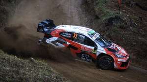 epa12942921 Toyota Gazoo Racing's Elfyn Evans of Great Britain drives his Toyota GR Yaris Rally1 during  the Portugal Rally 2026 at the World Rally Championship (WRC) in Felgueiras, Portugal, 09 May 2026.  EPA/JOSE COELHO