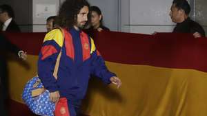 epa13023787 Marc Cucurella from Spain arrives at the team hotel in Puebla, Mexico, 07 June 2026. Spain will face Peru in a friendly soccer match on 08 June.  EPA/HILDA RIOS
