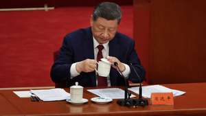 epa13076909 Chinese president Xi Jinping lifts a tea cup during the celebration of the 105th founding anniversary of the Chinese Communist Party at the Great Hall of the People, in Beijing, China, 01 July 2026. China celebrates the 105th anniversary of the founding of the ruling Chinese Communist Party on 01 July.  EPA/ANDRES MARTINEZ CASARES