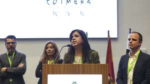 A porta-voz do PAN – Pessoas-Animais-Natureza, Inês Sousa Real, durante a sessão de encerramento do X Congresso Nacional do PAN, em Coimbra, 20 de dezembro de 2025. Inês de Sousa Real foi hoje reeleita para um terceiro mandato como porta-voz do PAN, com 69 dos 72 votos dos delegados, conquistando todos os lugares da direção. PAULO NOVAIS/LUSA