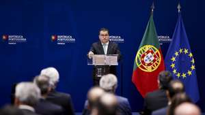 O ministro de Estado e das Finanças, Joaquim Miranda Sarmento, intervém durante a sessão de abertura de formação para gestores públicos, no Ministério das Finanças, em Lisboa, 29 de julho de 2026. FILIPE AMORIM/LUSA
