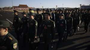 epa12805266 Chinese military officials arrive during the second plenary meeting of the Fourth Session of the 14th National People's Congress (NPC) of China in Beijing, China, 09 March 2026. China holds two major annual political meetings, the National People's Congress (NPC) and the Chinese People's Political Consultative Conference (CPPCC) which run alongside and together are known as 'Lianghui' or 'Two Sessions’.  EPA/ANDRES MARTINEZ CASARES