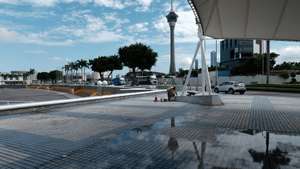 Torre de Macau vista do lago Nam Van, em Macau, China, 22 de agosto de 2023. GONÇALO LOBO PINHEIRO/LUSA