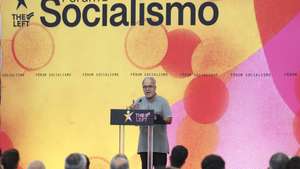 O coordenador do BE, José Manuel Pureza intervém no encerramento do Fórum Socialismo, organizado pelo Bloco de Esquerda e pelo The Left para marcar a reentrada política do partido depois do verão. A iniciativa colocou em debate, com dezenas de painéis, a atualidade política, os desafios sociais e propostas para uma alternativa de futuro e rutura com o sistema económico, Setúbal, 30 de agosto de 2026. MIGUEL A. LOPES/LUSA