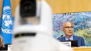 epa13219080 U.N. High Commissioner for Human Rights Volker Turk delivers his statement during the 63rd regular session of the Human Rights Council at the European headquarters of the United Nations in Geneva, Switzerland, 07 September 2026.  EPA/SALVATORE DI NOLFI