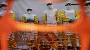 epa13151916 Volunteer health workers attend an Ebola emergency-response training session conducted by Doctors Without Borders/Medecins Sans Frontieres (MSF) at its simulation centre in Ongata Rongai, Kajiado County, Kenya, 05 August 2026. The training prepares healthcare workers and frontline responders for possible deployment during Ebola and other public health emergencies.  EPA/DANIEL IRUNGU