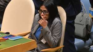 epa13256104 Venezuela's acting president, Delcy Rodriguez, at the opening addresses during the General Debate of the 81st session of the United Nations (UN) General Assembly at the United Nations Headquarters in New York, New York, USA, 22 September 2026.  EPA/MICK TSIKAS  AUSTRALIA AND NEW ZEALAND OUT