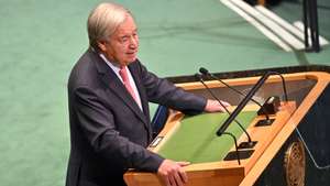 epa13256113 United Nations Secretary-General Antonio Guterres speaks during the General Debate of the 81st session of the United Nations (UN) General Assembly at the United Nations Headquarters in New York, New York, USA, 22 September 2026.  EPA/MICK TSIKAS  AUSTRALIA AND NEW ZEALAND OUT
