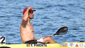 epa13200433 Fernando Pimenta of Portugal reacts after the Men’s C1 5000m final race at the ICF Canoe Sprint &amp; Paracanoe World Championships at the Malta Regatta Course in Poznan, Poland, 30 August 2026.  EPA/Jakub Kaczmarczyk POLAND OUT
