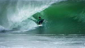 Brazilian surfer Filipe Toledo in action during the Meo Rip Curl Pro Portugal surfing event as part of the World Surf League (WSL) World Tour at Supertubos beach in Peniche, Portugal, 16 October 2026. CARLOS BARROSO/LUSA