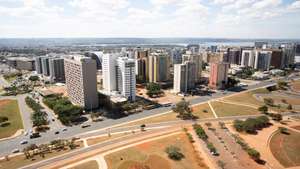 epa09243601 Aerial view of downtown Brasilia, one of the four host cities of the Copa America 2021, in Brasilia, Brazil, 02 June 2021. Conmebol indicated that the cities of Brasilia, Rio de Janeiro, Cuiaba (Matto Grosso) and Goiania (Goias) will host the Copa America, after Argentina and Colombia gave up being the tournament venues, as was originally planned, due to the coronavirus pandemic.  EPA/Joedson Alves