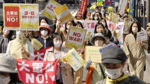 epa10508695 Women parade to celebrate the International Women's Day in Tokyo, Japan, 08 March 2023. Japan was 116th in the Global Gender Gap index 2022 rankings by the Global Gender Gap Report 2022 of the World Economic Forum. Japan was 121st in economic participation and opportunity, 63rd in health and survival, 139th in political empowerment and first in educational attainment in the report published 13 July 2022.  EPA/KIMIMASA MAYAMA