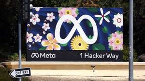 epa10646660 Meta logo in front of their headquarters in Menlo Park, California, USA, 22 May 2023. Meta has been hit with a 1.2 billion euro fine for sending millions of privacy data from Europeans to the United States.  EPA/JOHN G. MABANGLO