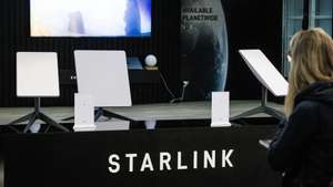 epa10834018 A visitor looks at the booth of Starlink during the International Consumer Electronics Fair (Internationale Funkausstellung Berlin, IFA) in Berlin, Germany, 01 September 2023. IFA, the world's leading trade show for consumer electronics and home appliances, runs from 01 to 05 September 2023.  EPA/CLEMENS BILAN