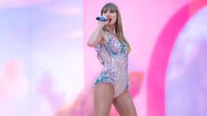 epa11476573 US singer-songwriter Taylor Swift performs on stage during her concert, as part of her 'The Eras Tour', at the San Siro stadium in Milan, Italy, 13 July 2024. The US artist is giving concerts on 13 and 14 July at the San Siro Stadium.  EPA/ROSSELLA PAPETTI