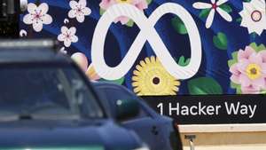 epa10646661 Cars drive past the Meta logo in front of the Meta headquarters in Menlo Park, California, USA, 22 May 2023. Meta has been hit with a 1.2 billion euro fine for sending millions of privacy data from Europeans to the United States.  EPA/JOHN G. MABANGLO