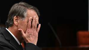 epa12168804 Former President of Brazil Jair Bolsonaro reacts during a session at the Supreme Court in Brasilia, Brazil, 10 June 2025.  EPA/ANDRES BORGES