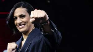 epa11715388 Algerian boxer Imane Khelif, winner of the gold medal at the Paris 2024 Olympic Games, attends the Raitre Italian TV show 'Lo stato delle Cose' (lit. the state of things), conducted by Italian presenter and journalist Massimo Giletti, in Rome, Italy, 11 November 2024.  EPA/ANGELO CARCONI