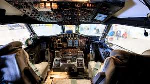 epa12078231 A view of the cockpit of a National Oceanic and Atmospheric Administration Department of Commerce (NOAA) Lockheed WP-3D Orion research plane at the NOAA Aircraft Operations Center in Lakeland Linder International Airport, in Lakeland, Florida, USA, 06 May 2025. NOAA's fleet of 10 crewed aircraft is operated, managed and maintained by NOAA Marine and Aviation Operations. The 2025 Atlantic hurricane season runs from June 1 to November 30.  EPA/CRISTOBAL HERRERA-ULASHKEVICH