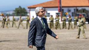 O ministro da Defesa Nacional, Nuno Melo, durante a cerimónia do 64º aniversário dos Comandos e encerramento do 145º curso de Comandos, no Regimento de Comandos em Belas, Sintra, 29 de junho de 2026. JOSÉ SENA GOULÃO/LUSA