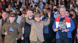epa12978908 (FILE) - Cuban President Miguel Diaz-Canel (R) and former president Raul Castro (C) attend the March of the Torches for the commemoration of the 170th anniversary of the birth of Cuban hero Jose Marti, in Havana, Cuba, 27 January 2023 (reissued 20 May 2026). The US Department of Justice (DOJ) on 20 May 2026, unsealed a federal criminal indictment charging the 94-year-old Castro, alongside five other co-defendants, for his alleged role in the February 1996 shoot-down of two unarmed US civilian aircraft.  EPA/ERNESTO MASTRASCUSA