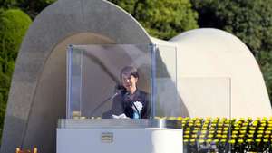 epa13153011 Japanese Prime Minister Sanae Takaichi delivers a speech during the Peace Memorial Ceremony for the 81st anniversary of the atomic bombing of Hiroshima at Peace Memorial Park in Hiroshima, Japan, 06 August 2026. In 1945, the United States dropped two nuclear bombs over the cities of Hiroshima and Nagasaki on 06 and 09 August respectively, killing more than 200,000 people.  EPA/JIJI PRESS JAPAN OUT EDITORIAL USE ONLY/