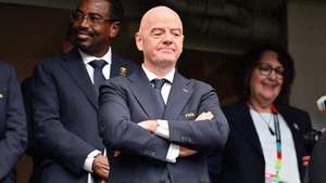 epa13086588 FIFA President Gianni Infantino during the FIFA World Cup 2026 Round of 16 match Canada against Morocco, in Houston, USA, 04 July 2026.  EPA/SAM WASSON
