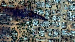 epa12499545 A handout satellite image made available by Vantor shows fires and smoke around El Fasher Airport, Sudan, 26 October 2025 (issued 02 November 2025). Rapid Support Forces (RSF) fighters took over El Fasher and the surrounding villages in the Darfur region on 26 October 2025.  EPA/SATELLITE IMAGE ©2025 VANTOR / HANDOUT -- MANDATORY CREDIT: Satellite image ©2025 Vantor -- THE WATERMARK MAY NOT BE REMOVED/CROPPED --HANDOUT EDITORIAL USE ONLY/NO SALES