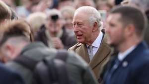 epa12719489 Britain’s King Charles III greets people at Clitheroe Station during a visit to Lancashire, in Clitheroe, Britain, 09 February 2026.  EPA/ADAM VAUGHAN