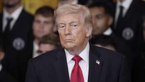 epa12797984 US President Donald Trump looks on during an event honoring 2025 MLS Cup champions Inter Miami CF in the East Room of the White House in Washington, DC, USA, 05 March 2026.  EPA/YURI GRIPAS / POOL