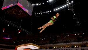 epa12475239 Angelina Melnikova of Russia performs on the Vault during the Women's Artistic Gymnastics - All-Around Final at the FIG Artistic Gymnastics World Championships 2025 in Jakarta, Indonesia, 23 October 2025.  EPA/MAST IRHAM