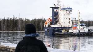epa12620738 The cargo vessel Fitburg was seized and escorted to a small harbour in Kantvik, Kirkkonummi, Finland, 01 January 2026. The Fitsburg was suspected of being responsible for the damage of an underwater telecommunications cable between Helsinki and Tallinn, Estonia. The vessel was intercepted within Finland's exclusive economic zone in the Baltic Sea.  EPA/Jussi Eskola